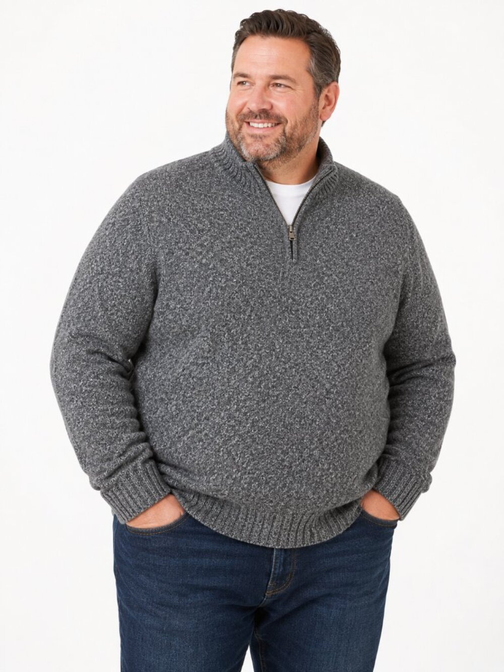 Croft & Barrow Gray Heather Quarter Zip Sweater Mens XXL Cotton Blend Mock Neck